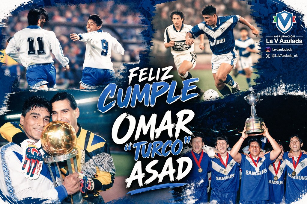 LaVAzulada_ok's tweet photo. #Undiacomohoy Nacia Omar "Turco" Asad, quien fue campeón con Vélez de la Copa Intercontinental '94. Desde @LaVAzulada_ok lo felicitamos y le deseamos lo mejor para este nuevo año. 
¡GRACIAS POR LAS ALEGRÍAS QUERIDO TURCO! 
#SomosFamilia #Vélez #TurcoAsad  #AgrupacionLaVAzulada https://t.co/5tuB163Io2
