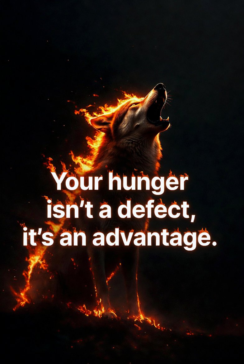 kboulaky's tweet photo. Your hunger isn’t a defect  it’s your biggest advantage.  Most people try to quiet that restless fire, calling it anxiety, greed. Stop trying to fix it. Feed it.  What’s one thing you’re truly hungry for right now?    #Mindset #Success #Motivation #Entrepreneurship #Leadership https://t.co/f2YmsdqnWS
