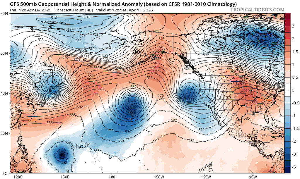 VortixWx's tweet image. To an extent, the uncertainty on #Sinlaku's track stems from this trough from the Kona Low to the NW of #Hawaii. The weaker the trough, the more westward Sinlaku will go &amp;amp; vis versa. 
#tropicswx
