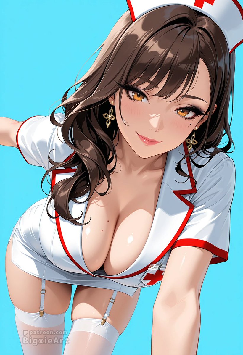BigxieArt's tweet photo. 「どこが痛いの…？」白衣の天使の、内緒の特別診察室。
今日は私が、たっぷり癒してあげるね💉🤍

#ナース #白タイツ #AIイラスト https://t.co/jaERafBu22