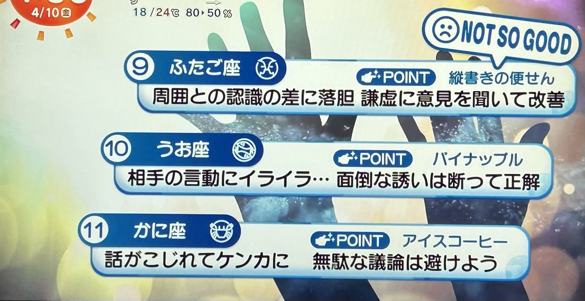 4月10日(金)めざまし占い おはようございます 早起きしたのでこっそり