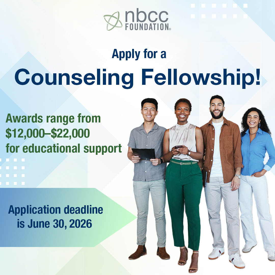 NBCCFoundation's tweet photo. Counseling students, we want to support you! The 2026 NBCCF MFP provides financial support to those dedicated to serving communities across the United States.

Up to 95 awards are available, ranging from $12,000 to $22,000.

Applications are due June 30. https://t.co/B8F8IuAR73. https://t.co/h9PTYu74Fq