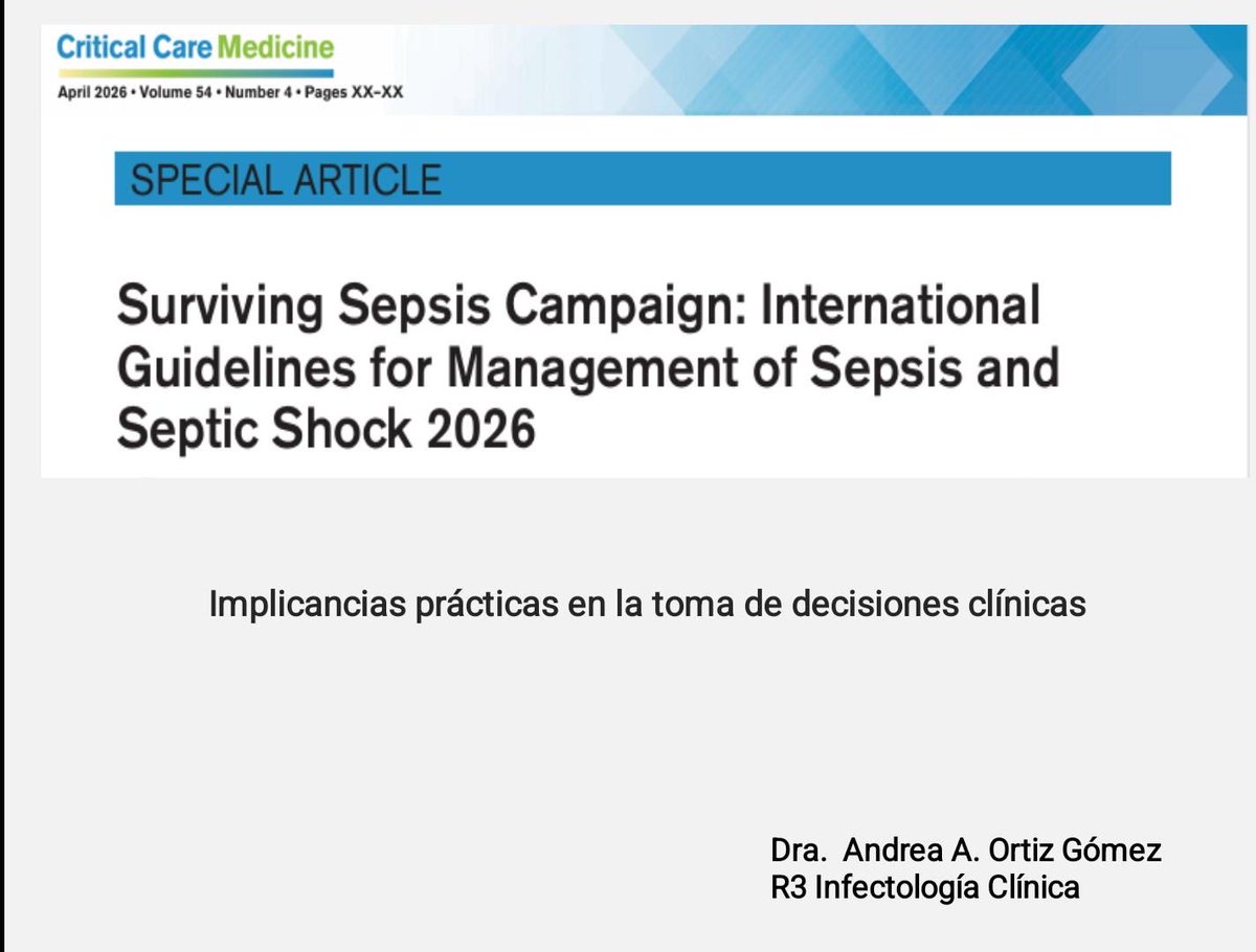 residenciaimt's tweet photo. En el Postgrado de Infectología Clínica del IMT Paraguay, la Dra. Andrea A. Ortiz Gómez presentó una actualización de la Surviving Sepsis Campaign 2026, con énfasis en reconocimiento temprano, antibióticos oportunos, reanimación inicial y control precoz del foco infeccioso#Sepsis https://t.co/ePlNBnkGIi
