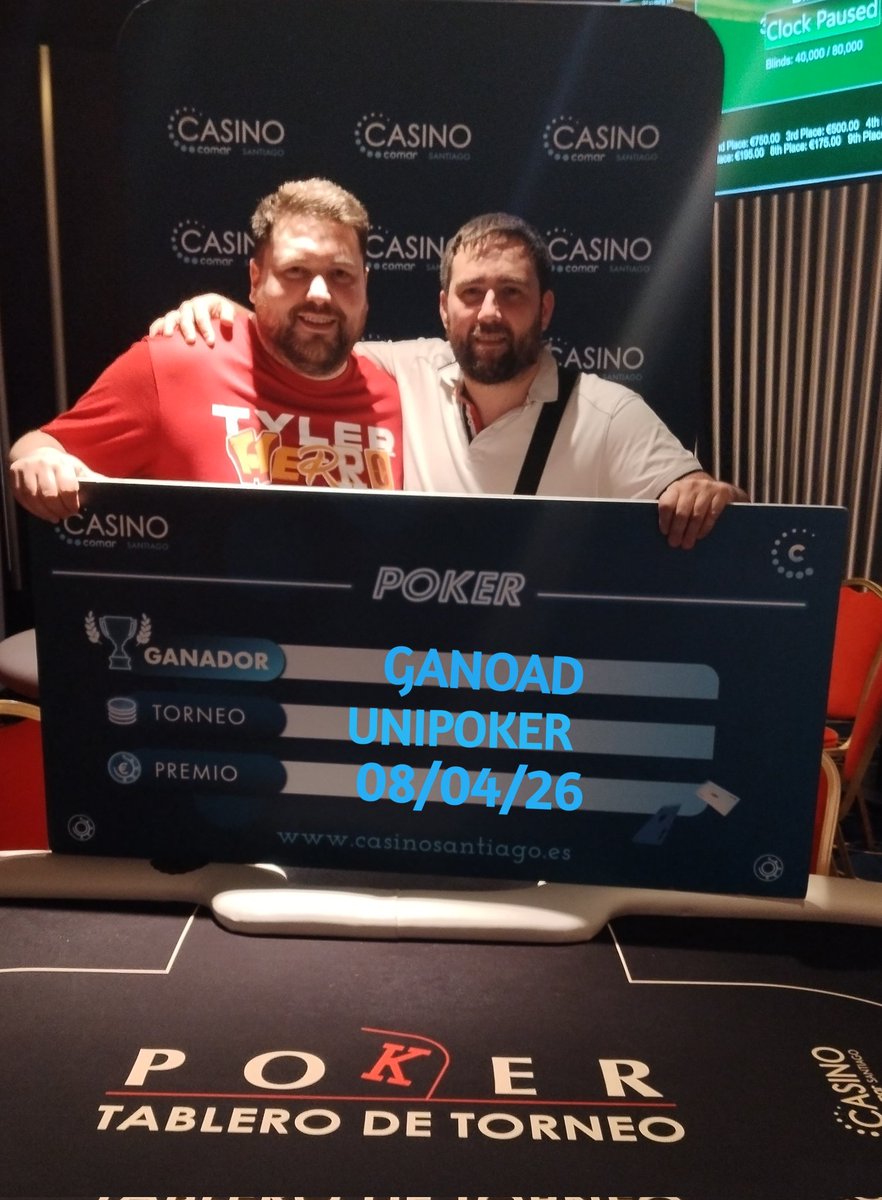casino_santiago's tweet photo. El #UNIPOKER cierra con 79 🎟️🎟️. El torneo se cierra tras un pacto a 5 en el que #GANOAD reclama el primer puesto.
Nos vemos este sábado en el #WINTHEBUTTON.
¡Nos vemos! ♥️♠️🍀 https://t.co/p7r1qIjjzx
