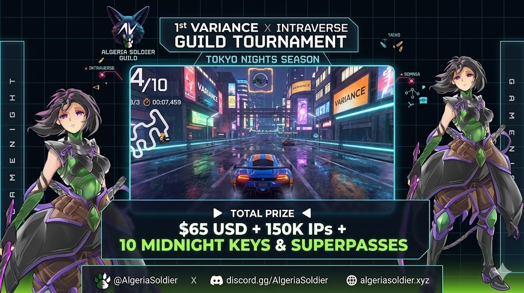 as_guild's tweet photo. OPERATION: DOUBLE BOUNTY ACTIVATED 🇩🇿⚔️

The second Algeria Soldier second Guild Bounty is officially ready! We are hosting TWO massive Game Nights and we need every soldier on the front lines.

💰 The Rewards: $65 USD | 150K IPs 
@intraVerse_Game @Somnia_Network https://t.co/9o694DwEv3