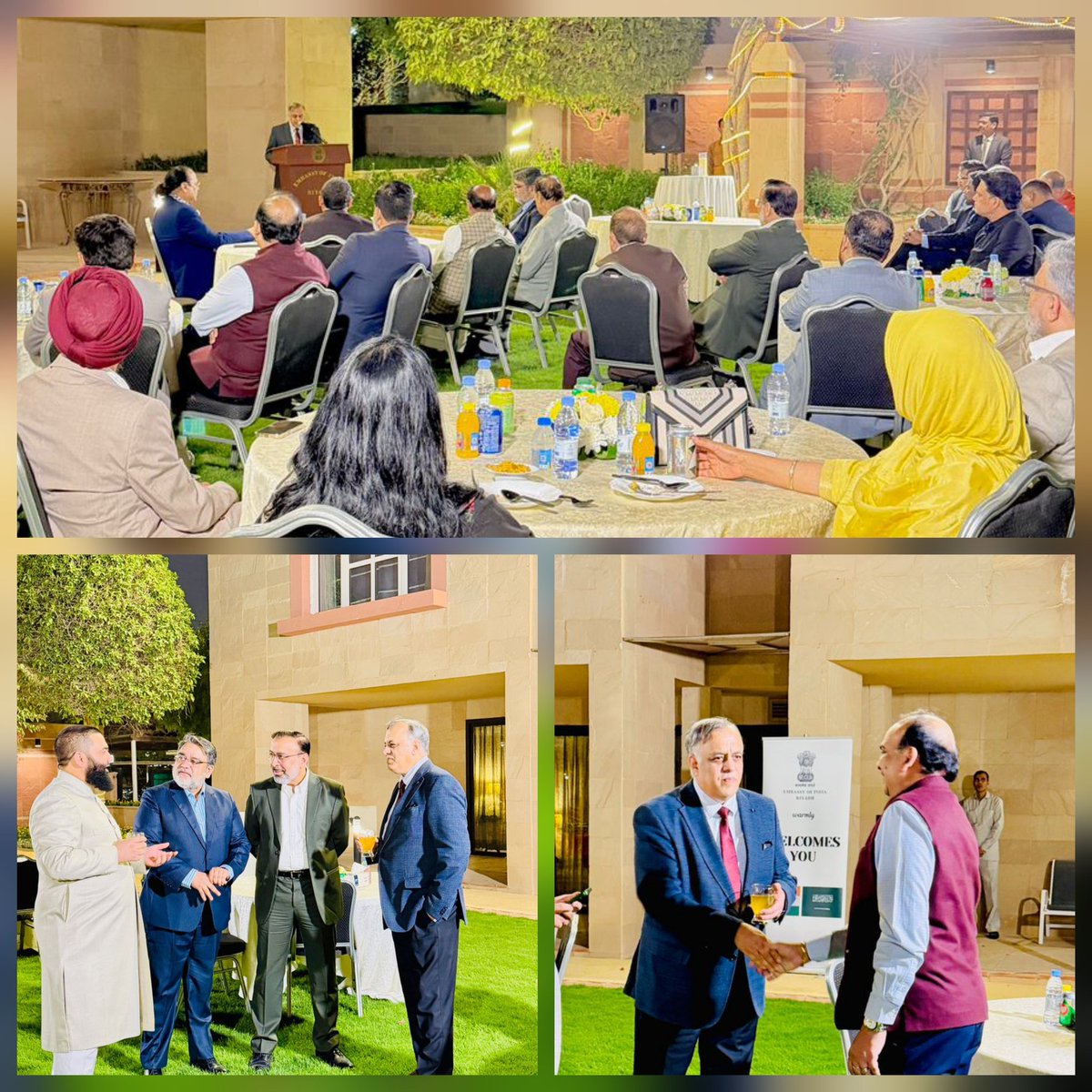 IndianEmbRiyadh's tweet photo. As part of community outreach, Ambassador Dr. Suhel Khan hosted a reception today with community leaders, volunteers, academics, and representatives of various organizations. He appreciated the community’s composure and resilience during the current situation, as well as its commitment to unity, social harmony, and meaningful contributions to society.

He also briefed attendees on proactive measures taken by the Embassy, including operating a 24-hour control room and helpline, ensuring uninterrupted consular services, organizing consular camps, addressing concerns of the Indian student community, and successfully conducting key examinations.

@MEAIndia 
@IndianDiplomacy 
@diaspora_india 
@VikramMisri 
@SecretaryCPVOIA