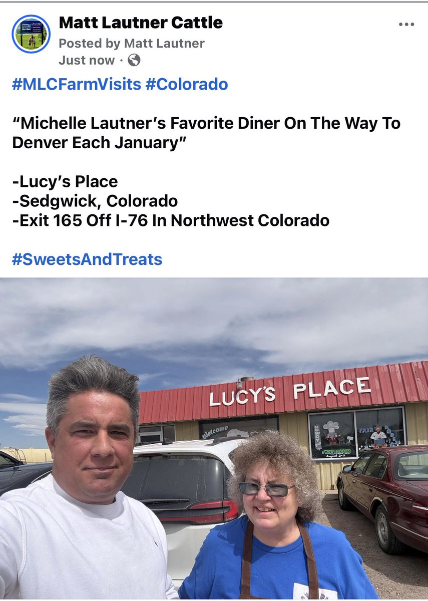 mattlautner's tweet image. #MLCFarmVisits #Colorado 

“Michelle Lautner’s Favorite Diner On The Way To Denver Each January” 

-Lucy’s Place 
-Sedgwick, Colorado 
-Exit 165 Off I-76 In Northwest Colorado

#SweetsAndTreats