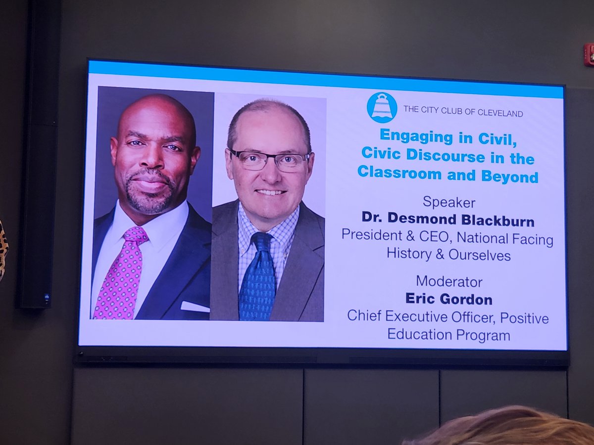 EricGordon_CEO's tweet photo. This afternoon, I had the honor of representing @pepcleveland as moderator for a powerful @TheCityClub forum with @facinghistory President and CEO @DBlackburnFH about engaging in civil, civic discourse in our classrooms and community! #MHJFoundaiton #GCSSA https://t.co/iTyFkfrWJw