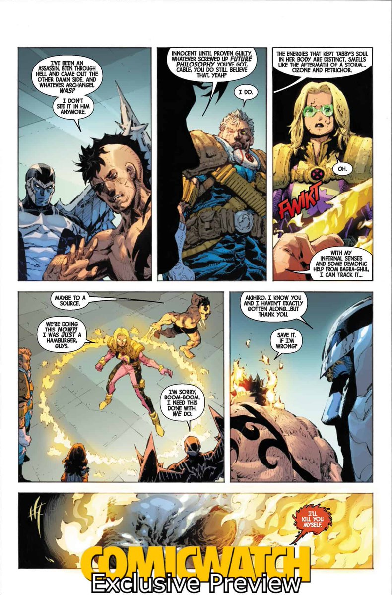 XMen_C_O_T_A's tweet image. Inglorious X-Force #4 preview - @PhilipTanA96476 has entered the chat!!! Excellent art, interesting even though a little tired plot and… Ms Marvel (not sure why?) 

#xforce #cable #archangel