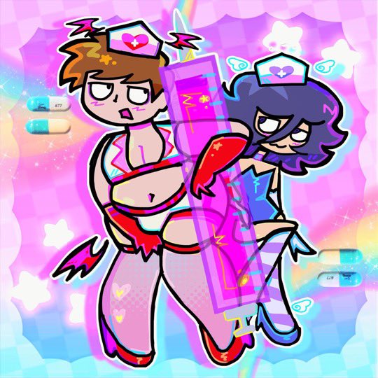 haresbreaths's tweet photo. repost of because I still like these and no one saw them last time ;-; #ClinicalTrialgame #ClinicalTrialFanart https://t.co/2zY2kxOoRg