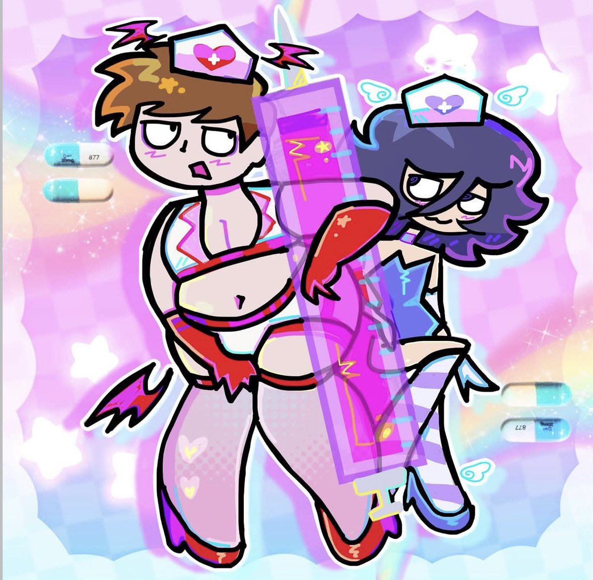 haresbreaths's tweet photo. repost of because I still like these and no one saw them last time ;-; #ClinicalTrialgame #ClinicalTrialFanart https://t.co/2zY2kxOoRg