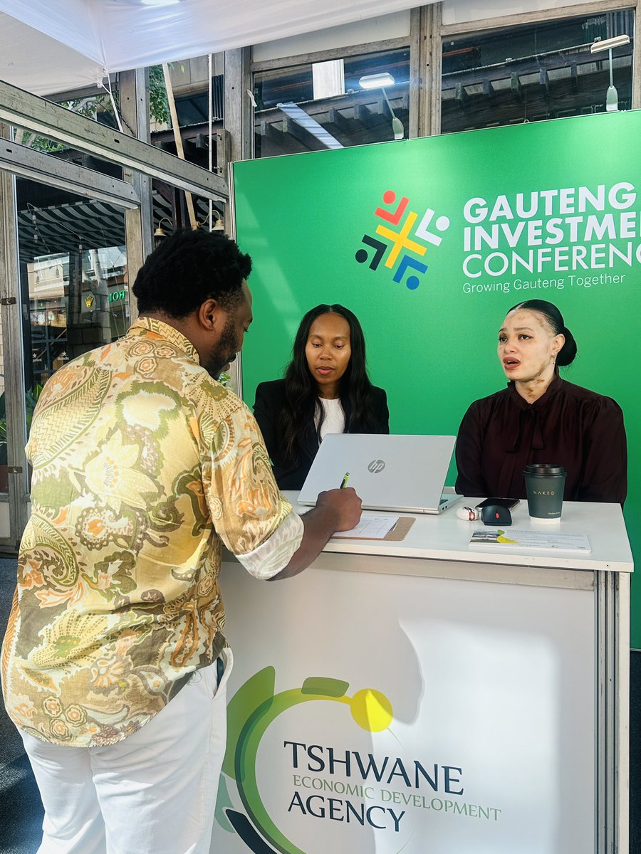 TshwaneEconDev's tweet photo. TEDA in attendance at the Gauteng Investment Conference 2026. The conference aims to demonstrate investment opportunities in Gauteng, foster collaboration and deliberate on the ease of doing business within the Gauteng City Region. https://t.co/jsphACUQT8