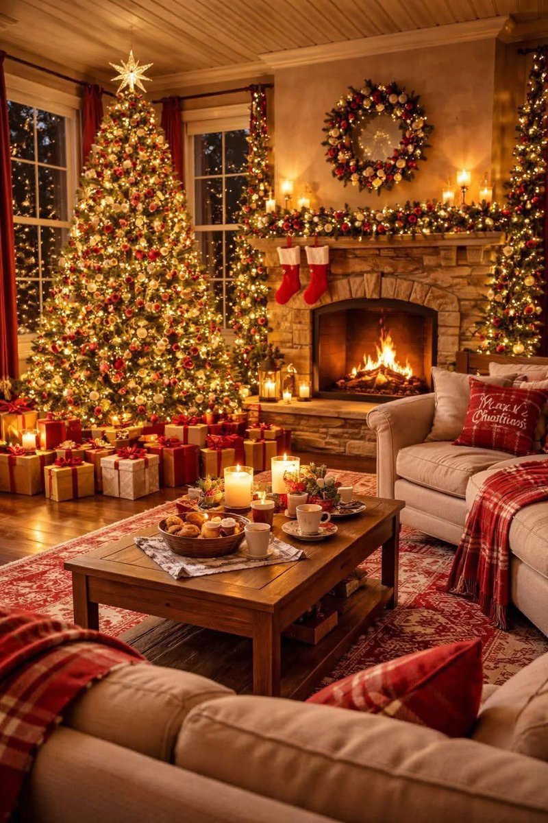 Snow falling , fire burning , candles flickering , a nice warm hot chocolate...
It's the most wonderful time of the year .
