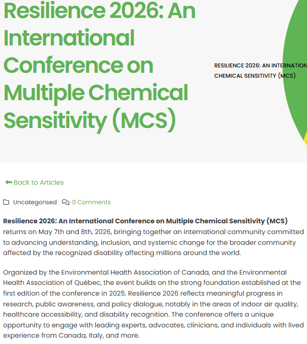 TomKindlon's tweet image. Resilience 2026: An International Conference on Multiple Chemical Sensitivity (MCS)

mcs-aware.org/articles/resil…

People can participate either online or in person

More information here:
aseq-ehaq.ca/en/resilience-…

#MCS