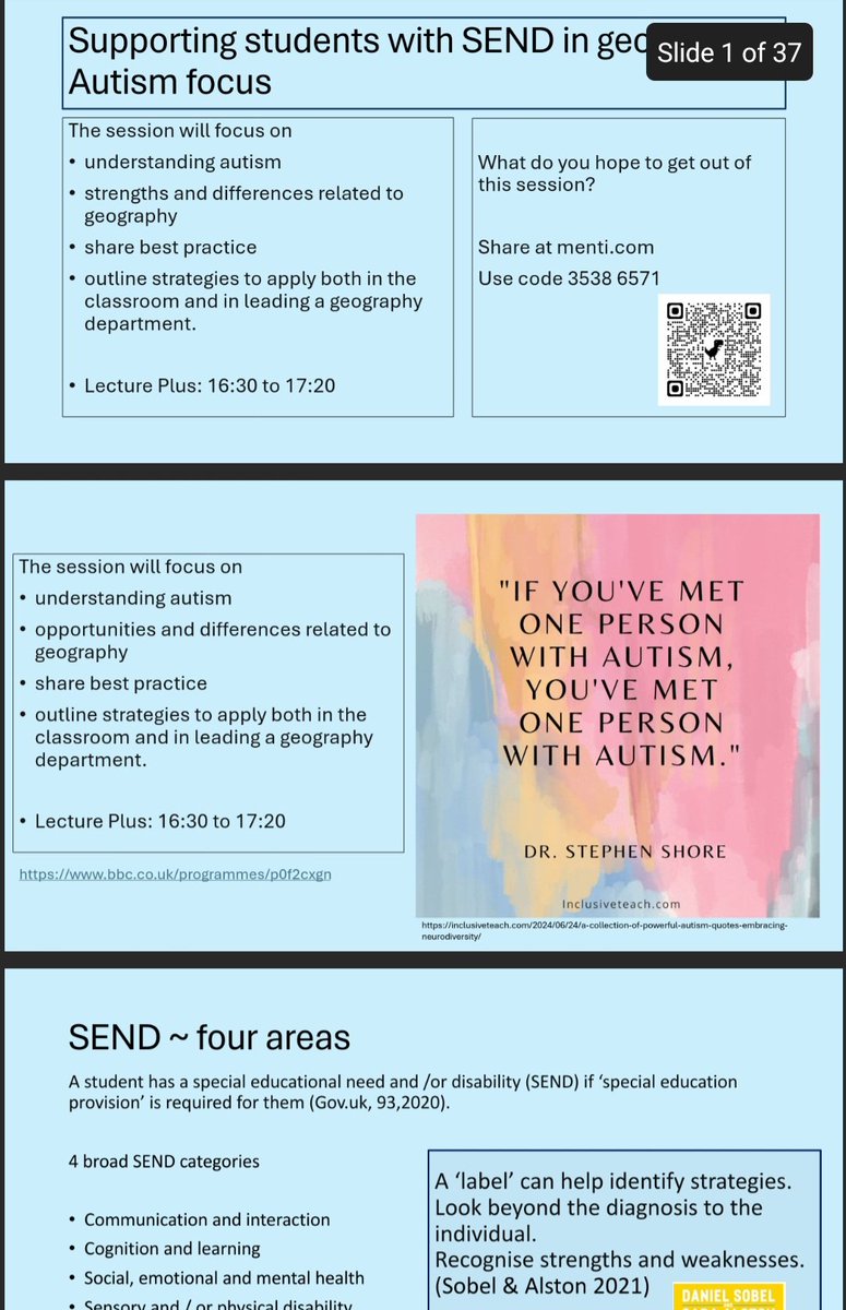 Amy_Geog's tweet photo. Thank you to the @The_GA for having me present on Supporting SEND in Geography: Autism focus. 

I believe that we can make a difference through our geography teaching.

Slides to follow tomorrow 👍💤 https://t.co/WgZbxyir1Z