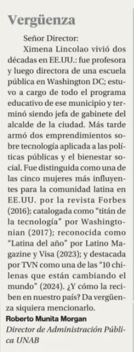 GPichara's tweet photo. Extraordinaria carta de @rmunita sobre lo ocurrido ayer a la #Ministra @Ximenatech. Todo mi apoyo a ella. https://t.co/0F1LY9onYS