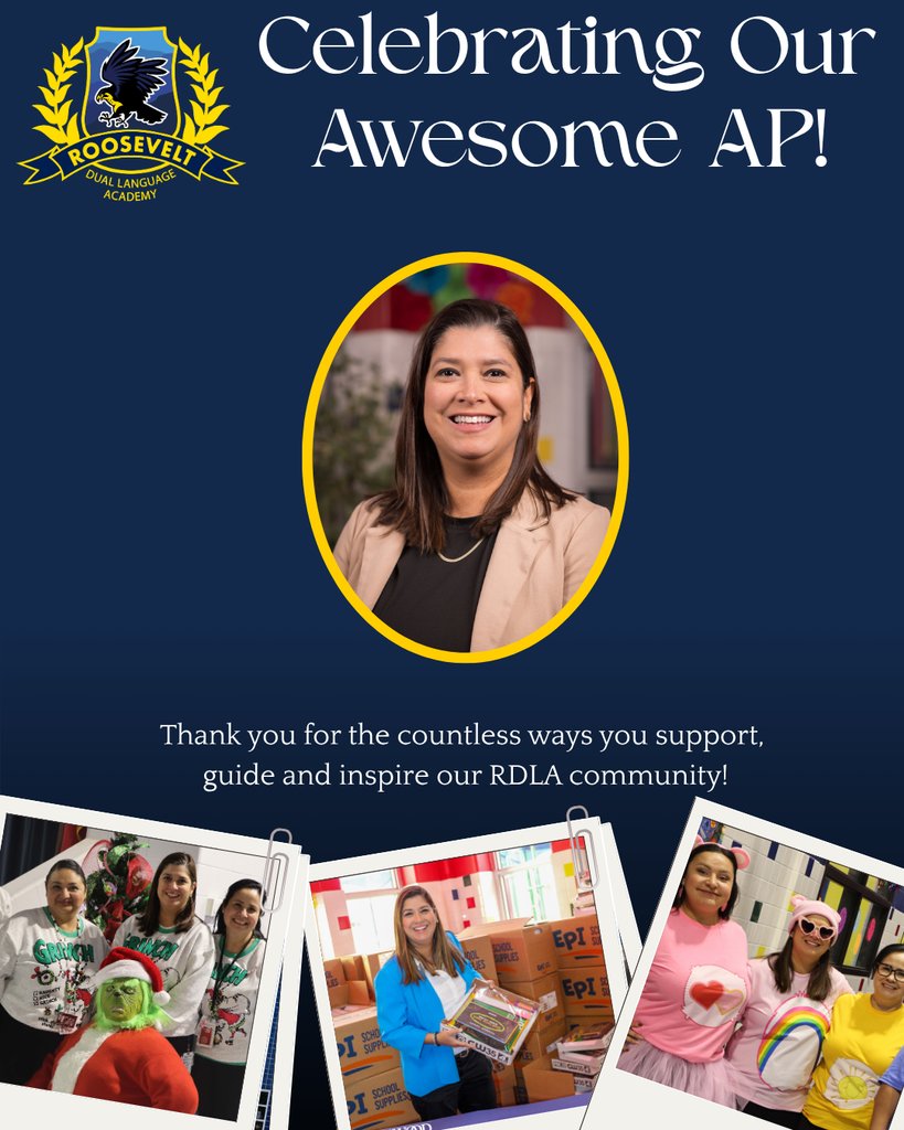 RooseveltDLA's tweet photo. Supporting educators, mentoring students, and leading with impact. This #APWeek, we celebrate Ms. Martinez for making a difference at RDLA every day! ๐๐ #MightyFalcons https://t.co/TQRbuwJpjW