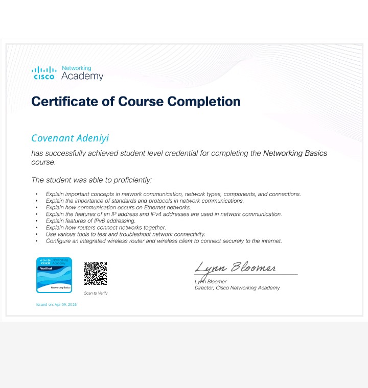 CovenantAdeniyi's tweet photo. Day 9/30🚀
I finished up with my Networking Basics today😊Road to becoming a Junior Cyber security Analyst🚀
#30dayscybersecuritychallenge #EthicalHacking
@nacss_uniosun @malik_cybersec https://t.co/JQHO2S052D