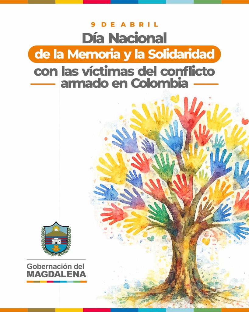MagdalenaGober's tweet photo. En el marco del día nacional de la Memoria y la Solidaridad con las Víctimas del conflicto armado en Colombia, desde la Gobernación del Magdalena honramos la vida, la resistencia y la dignidad de millones de colombianos que han sufrido las consecuencias del conflicto armado. https://t.co/5R9zWAr5GD