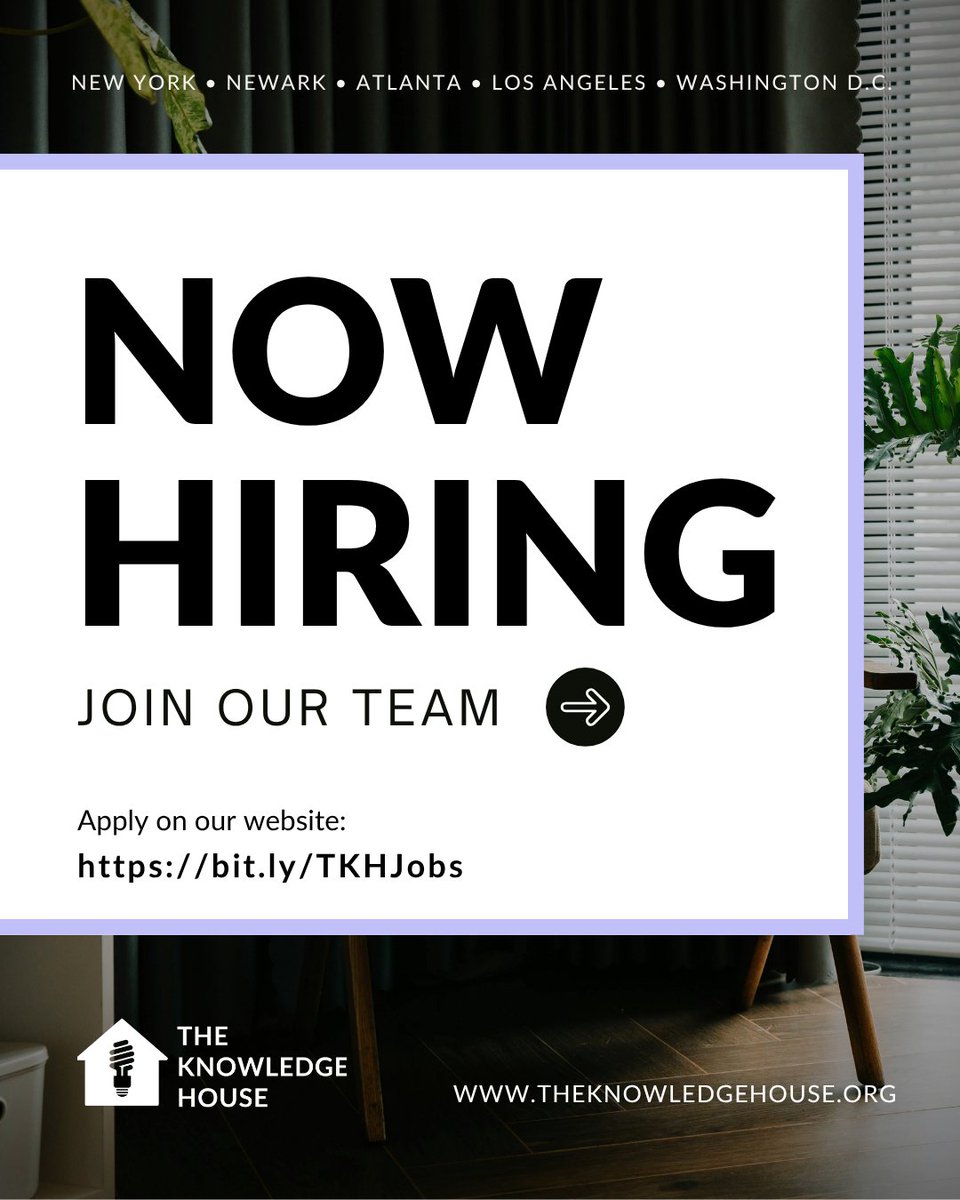 TheKnowledgeHou's tweet image. 🚀 We’re hiring!

Join The Knowledge House and help build pathways into tech 💻

Open roles across:
Career Services, Teaching, HR, Leadership + more

👉 bit.ly/TKHJobs

#NowHiring #TechJobs #NonprofitJobs #Hiring
