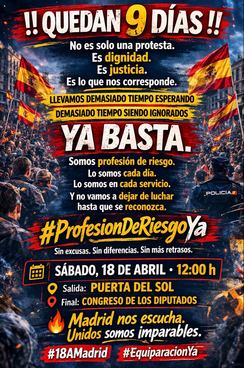 Cuando en un país, sus FFCCSE tienen q manifestarse por sus derechos, y se les unen más asociaciones y sindicatos, es que dicho país va como pollo sin cabeza.
<a href="/sanchezcastejon/">Pedro Sánchez</a>  <a href="/interiorgob/">Ministerio del Interior</a> 
#EquiparacionYa
#ProfesionRiesgoYa 
#JubilacionDignaYa

#Horizonte