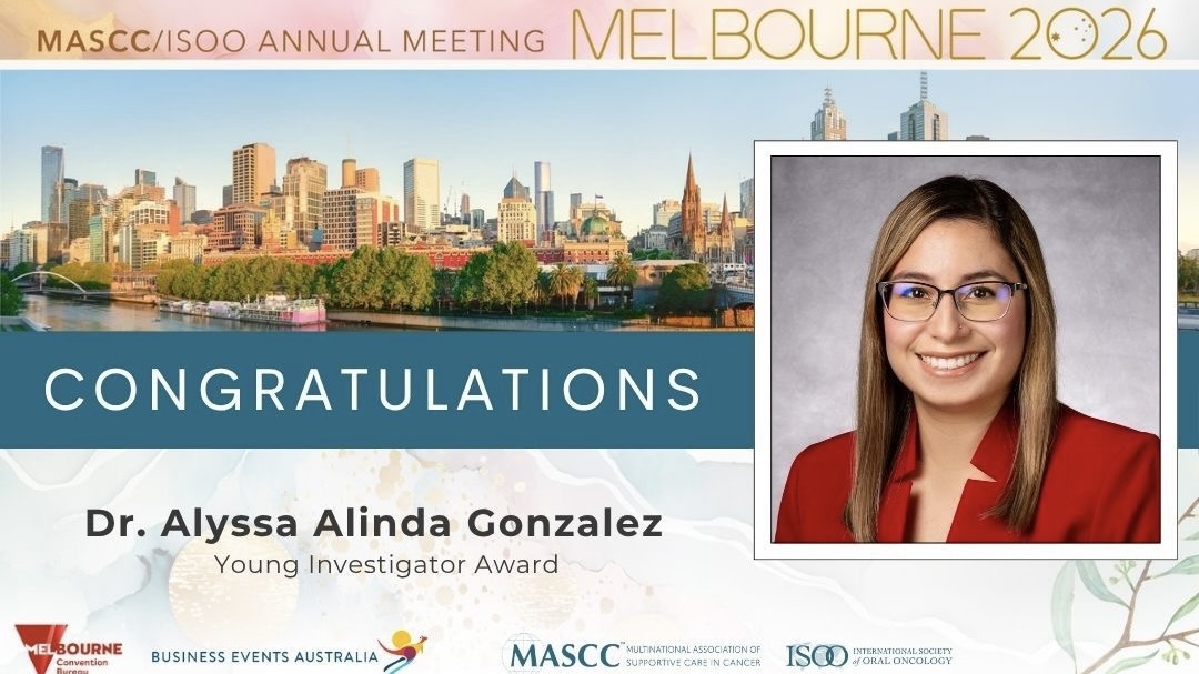 oncodaily's tweet photo. Honored to be a Recipient of the Young Investigator Award for the 2026 @CancerCareMASCC Conference - Alyssa Gonzalez
https://t.co/ywzuybQEt6
#Cancer #Medicine #Health #Oncology #OncoDaily #MASCC26 #MASCC2026 #MedX #MedNews #MedEd https://t.co/wIvu0PU8QA