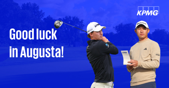 macaulay_marc's tweet photo. Masters week is here! Wishing KPMG ambassadors Maverick McNealy and Collin Morikawa the very best as they tee it up at Augusta National. We're proud to have Maverick and Collin represent Team KPMG and can't wait to watch them play this week. https://t.co/Do3Ut6ol6o