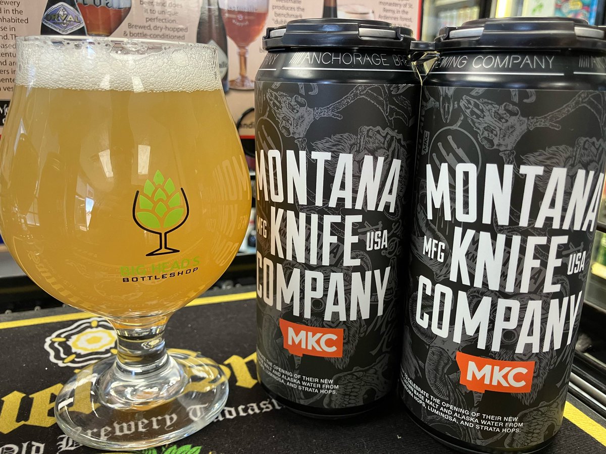 Montana grown Ahhhroma Hops, Luminosa, Strata hops 🍻 Montana malt 🍻 Eklunta glacier water 🍻 @anchoragebrewing @montanaknifecompany Hazy IPA collab is in the coolers 🍻 #missoula #beerstore #bottleshop #montana #missoulamontana
