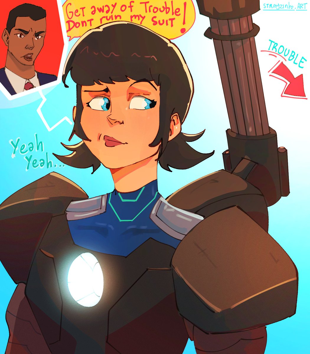 Strayzinhoart's tweet image. Tech Jacket borrowed War Machine suit 😅