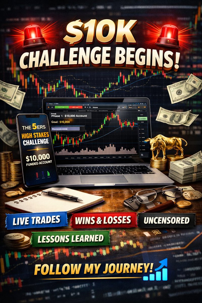 Keyganebryan's tweet photo. 🚨 $10K Challenge Begins 🚨

I’m taking on the 5ers High Stakes Challenge — from Phase 1 to first payout.

Every trade. Every win. Every loss. No filters.

If you’re into forex or prop firms, this is for you 👇
#Forex #PropFirm #TradingJourney
Telegram :https://t.co/J2ooXRvShn https://t.co/oypzRtrfm0