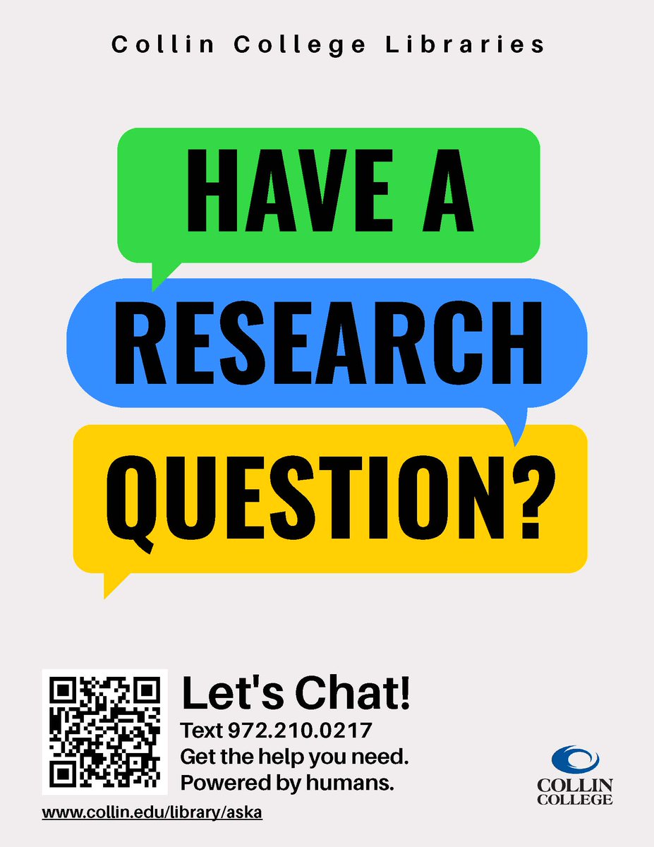 collinlibraries's tweet photo. Do you have research questions? Call us, text us, or email us! We've got answers: https://t.co/OFVWEO8kYt https://t.co/bfHc6PIJmJ