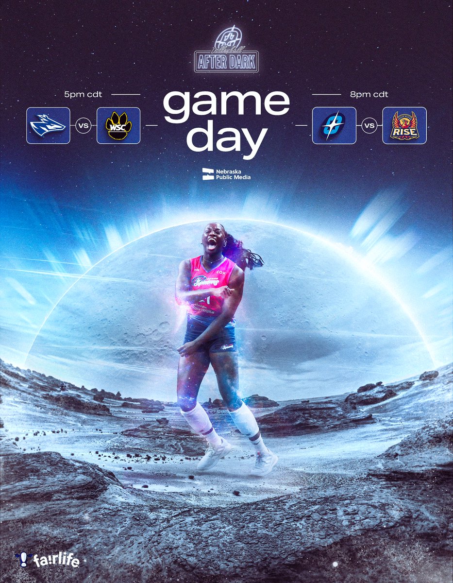 Houston, we’ve got a double-header 🌙✨

UNK Lopers 🆚 WSC Wildcats
Omaha Supernovas 🆚 Grand Rapids Rise
🕔 5/8PM CT
📍 CHI Health Center
📺 <a href="/NebPublicMedia/">Nebraska Public Media</a> 
📺 <a href="/ScrippsSports/">Scripps Sports</a> 
💻 <a href="/mlvolley/">Major League Volleyball</a> YouTube Channel
🎙️ KCRO 660 AM