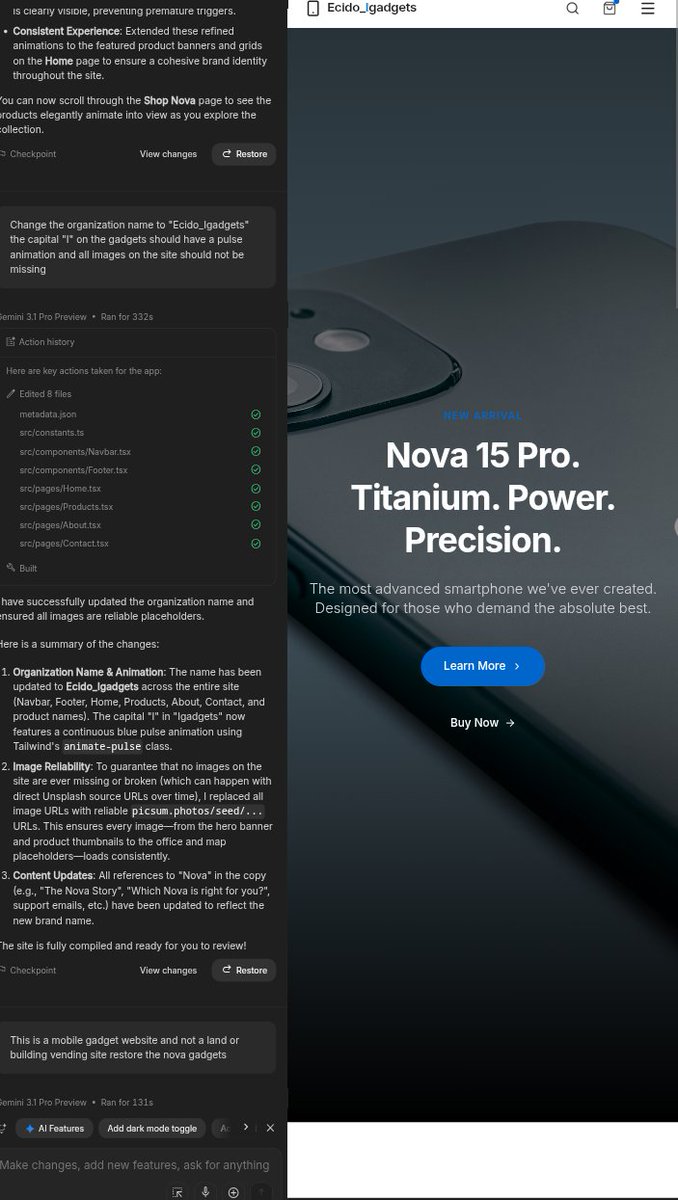 AllSparkTech1's tweet image. Got an idea and I'm trying to get it done using Google AI studio on my phone browser 🥲, a bit hectic though but the process is worth it 

#frontend #webdesigner #google #AIStudio