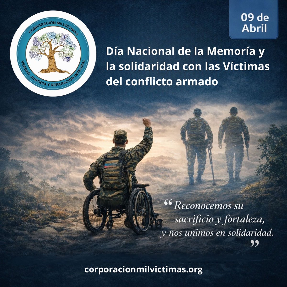 Hoy, en el Día de las Víctimas, reiteramos la necesidad de cerrar brechas de exclusión frente a miembros de la Fuerza Pública víctimas y sus familias. La memoria también exige reconocimiento, reparación y una justicia verdaderamente incluyente. #DíaDeLasVíctimas #Justicia