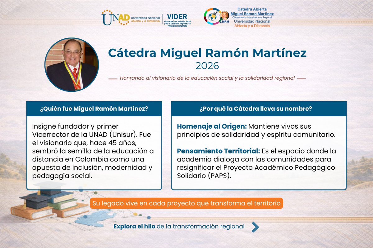 elysmos07's tweet photo. @ElOIRdelaRegion “Esto también es educación: sembrar inclusión donde antes no llegaba la academia". 🌱
Honramos el legado de Miguel Ramón Martínez, el visionario que hace 45 años creyó en la pedagogía social para Colombia. 🇨🇴
¡Mira cómo el territorio se transforma! 👇🧵
#VIDER_UNAD #OIR #CMRM https://t.co/5PgnMkPCaN