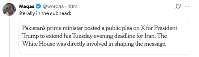 DanMir_musings's tweet photo. 🚨🚨🚨🚨Someone tell that moron wormqas that the White House AND Iran were directly involved in the shaping the message. That's not some bombshell. That's literally how diplomatic negotiations happen. 
That doesnt mean the US *wrote* the tweet for Pakistan like his handler Ryan lied.