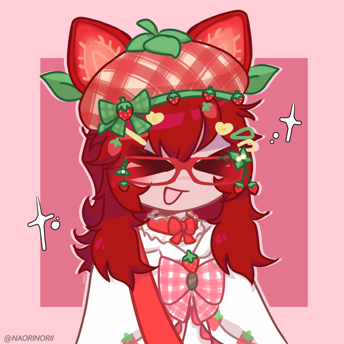 naorinorii's tweet image. Strawberry cat girl :0 My first commission!!! #digitaldraw #opencommissions