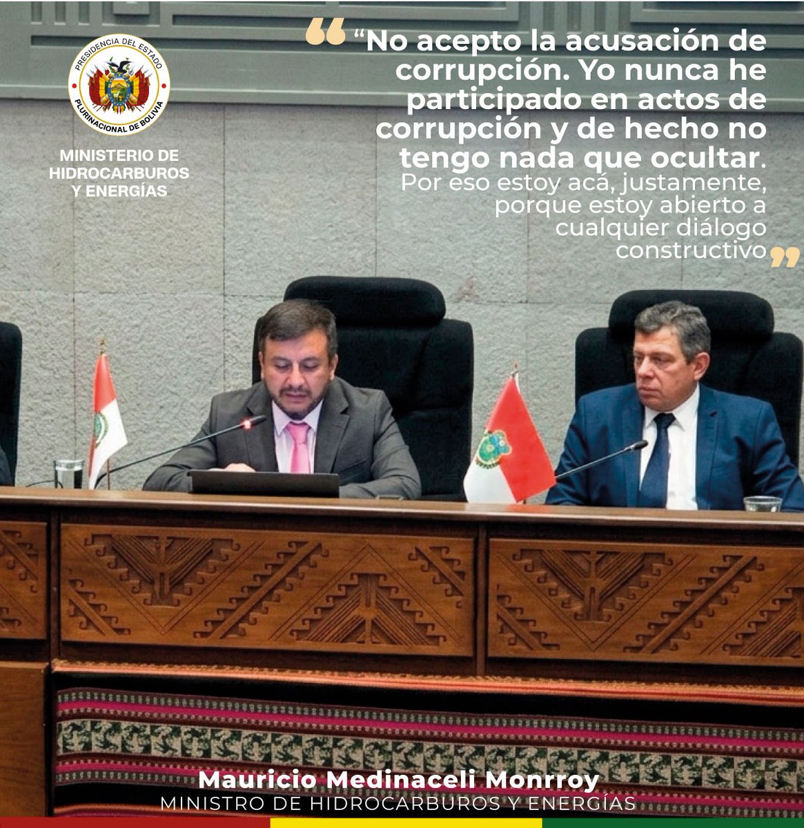 Bolivia_MHE's tweet photo. De cara al país, el Ministro Mauricio Medinaceli mantuvo su postura: gestión limpia y puertas abiertas. No hay nada que ocultar cuando el trabajo se realiza con integridad y con el único objetivo de fortalecer nuestro sector energético.
#SiempreBolivia https://t.co/HZuo9vbWIs