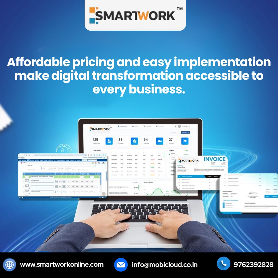 infosmartwork's tweet image. Affordable pricing and easy implementation make digital transformation accessible to every business.
smartworkonline.com | info@mobicloud.co.in
9762392828
.
.
.
#Smartwork #BusinessManagement #SMEs #DigitalTransformation #UnifiedPlatform #HRMS #CRMSoftware