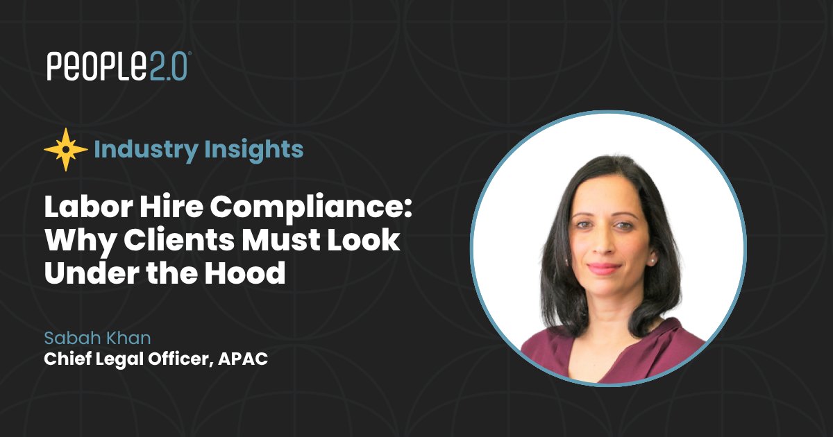 Labor hire compliance in Australia isn't just the provider's responsibility. People2.0's Sabah Khan on what clients need to evaluate and why it matters when things get complicated.

Read her latest insights: hubs.ly/Q049_Bnj0

#WorkforceCompliance #LaborHire