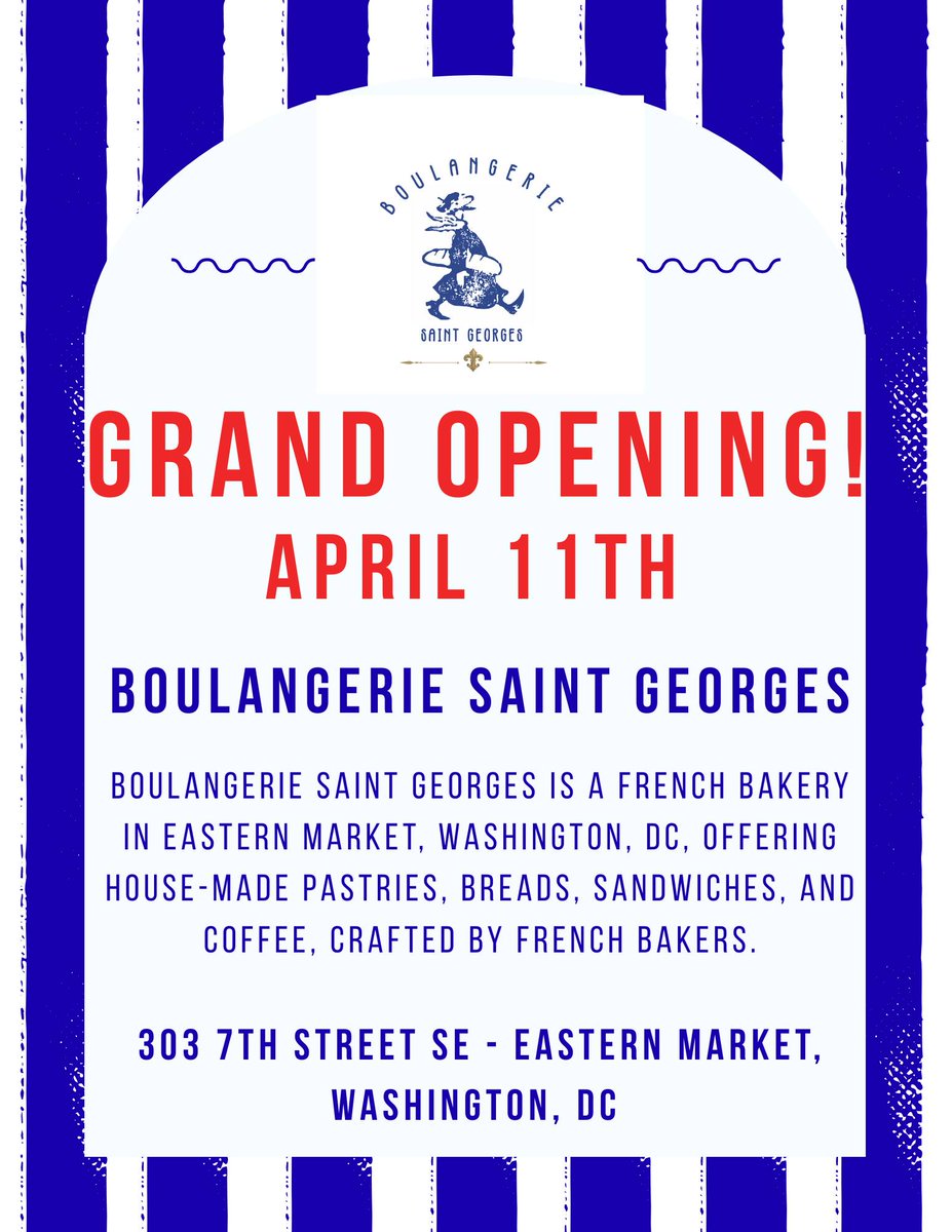 eat_dc's tweet image. After nearly two years of teasing, Boulangerie Saint Georges is opening Saturday at 7:30am at 303 7th St SE. The whole team is in from Paris and tells me "prepare to be amazed". We'll see!