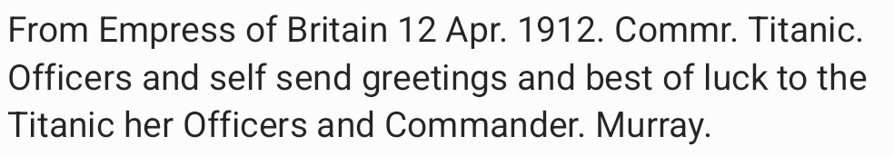 MeriaRmsTitanic's tweet image. On 12th April 1912, Empress of Britain, sailing between Halifax and Liverpool, sent a greeting by wireless message to #Titanic.
#TitanicTimeline #Titanic2026 #Titanic114 #RMSTitanic #TitanicAnniversary
📸 3: James A. Flood