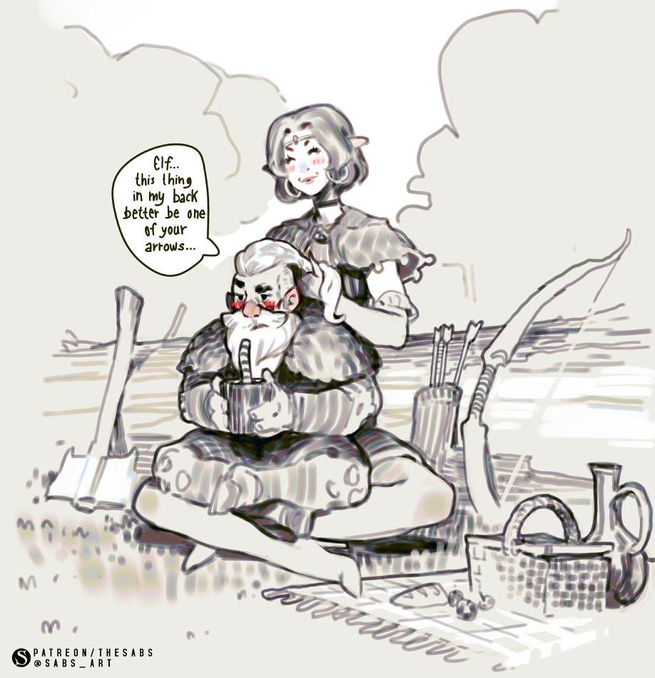sabs_art's tweet photo. Elf offered to show the dwarf some secret elven braid techniques, with no ulterior motives at all... https://t.co/6qXtPFRsHL