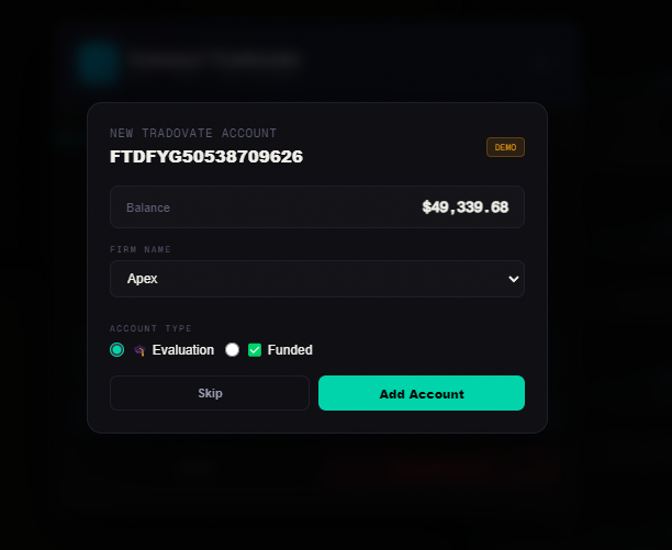 New Features Coming,

- Tradovate in depth account settings (all accessible via Vaulted Desk)  

- Trump Tracker - Push notifications / News Feed for the orange man.  

- Select between Evaluation / Funded's so you can easily see!

All for FREE - tradersvault.app