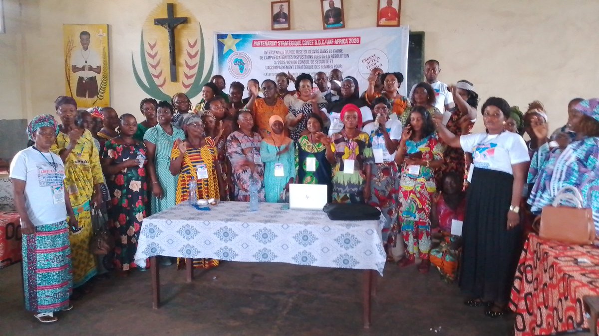 CovefD's tweet photo. Mbandaka, 19-20 Mars 2026
Séances de travail avec les femmes leaders politiques et activistes de la Société Civile dans le cadre de l'intervention rapide visant l'amplification de la Résolution S/2025/824 du Conseil de Sécurité et l'accompagnement stratégique des femmes https://t.co/46d9rEZfAM