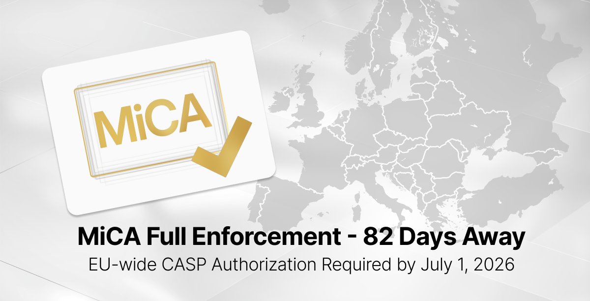 ari10com's tweet photo. Poland remains the only EU country without a national MiCA implementation framework.

July 1, 2026 is 82 days away. Without domestic legislation, Polish crypto companies cannot register as CASPs - and risk losing access to the EU single market entirely.

Is your crypto infrastructure built on solid regulatory ground?

Follow for weekly MiCA & crypto transaction updates.