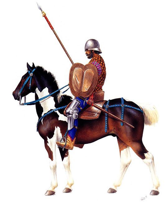 Another example of conquistadors adopting the berber-origin Adarga ...
