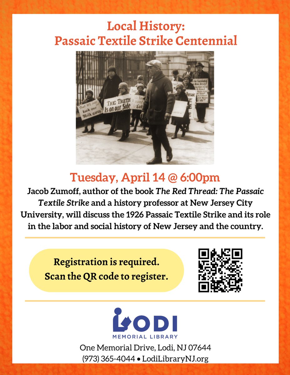 ZumoffA's tweet image. This is the centennial of the historic Passaic textile strike of 10,000 workers in North Jersey. On 6pm, Tuesday, April 14, I will be speaking at the Lodi Public Library. #laborhistory #passaic #Jerseyhistory