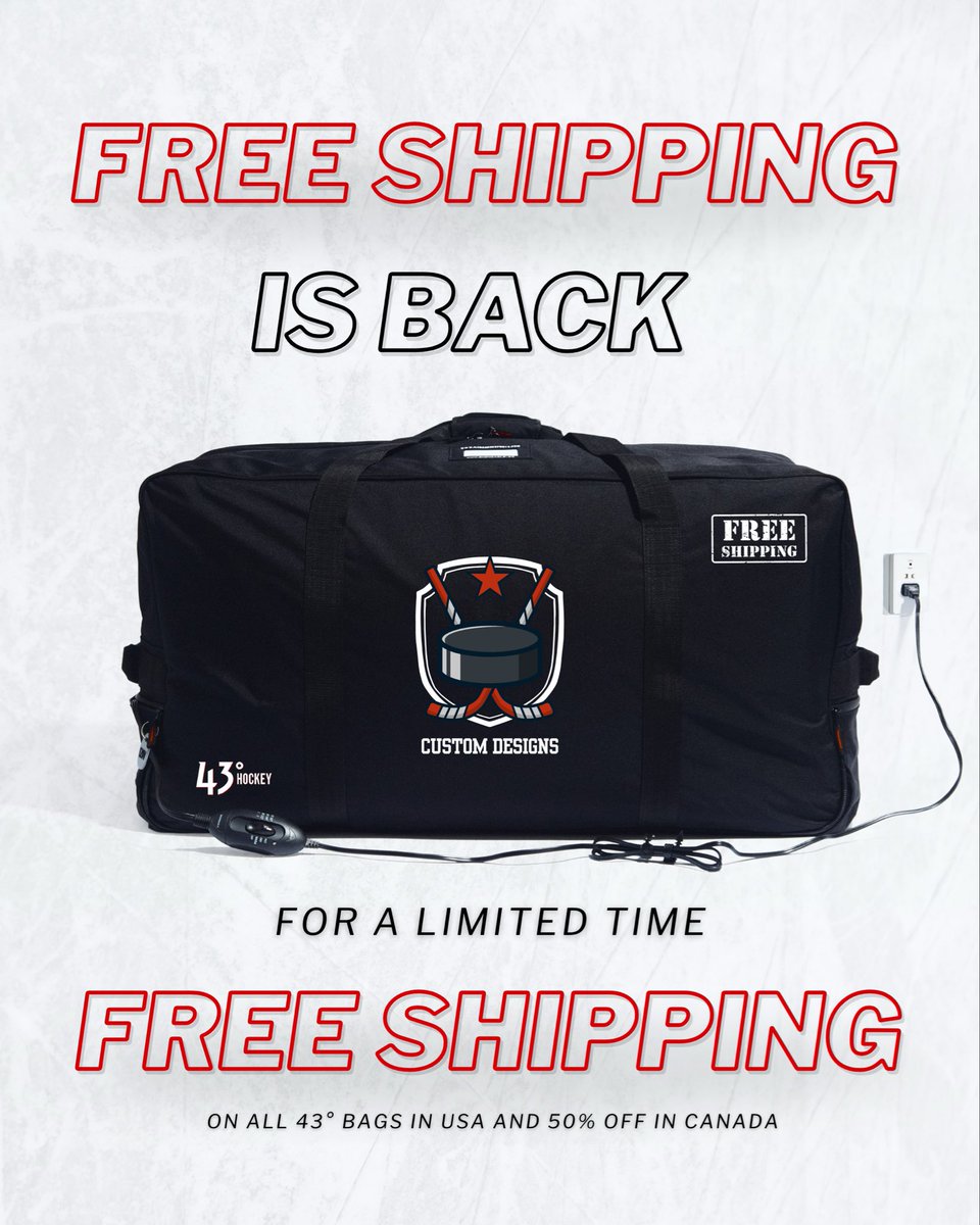 43degreesports's tweet photo. 🚨 Spring cleaning sale 🚨

Free shipping is back on all 43° hockey bags in the USA and 50% off shipping to Canada. A $45 USD value for a limited time.

Clean your gear once and keep it clean all spring and summer.
 https://t.co/ayZrTEpbtB

#team43 https://t.co/LlGreAyCfu